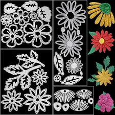 4 Sets Flower Metal Cutting Dies Flower Leaves Embossing Stencils 23 Styles 3...