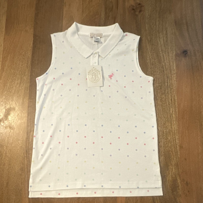 The Beaufort Bonnet Company Girls 12 Pima Polo Sleeveless Flamingo Polka Dot