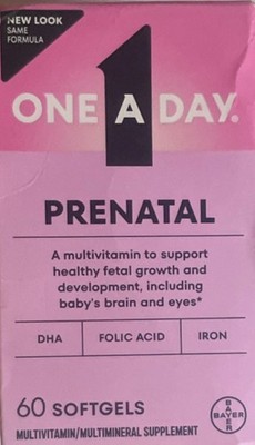 One A Day Prenatal Multivitamin with DHA, Folic Acid, Iron 60 Softgels