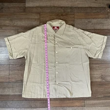 True Grit Men's Size L Short Sleeve Tan Textured Tencel Button Shirt USA #47826