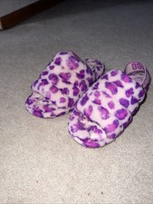 UGG Fluff Yeah Slingback Slippers Purple Leopard Print Women  s Size 8 Plush