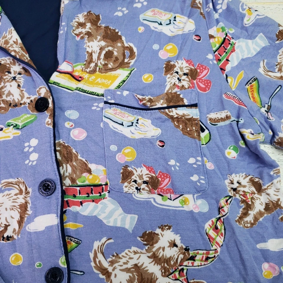 Nick & Nora 2 piezas Pijama Mujer Cachorro Perros Baño Hora Burbujas Talla Mediana Foto 3 de 4