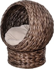Handwoven Elevated Cat Bed with Soft Cushion  Egg Chair Shape 23.5" H
