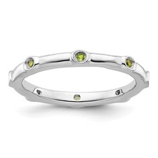 925 Sterling Silver Stackable Expressions Peridot Ring Size 9 for Women