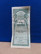 1930 STOCK CERTIFICATE BLACK WARRIOR COMPANY OKLAHOMA CITY, OK 200 SHARES