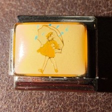 #1/4 Vintage WH ?MORTON SALT? GIRL CHARM ORIGINAL Italia CHARM for 9MM Bracelet