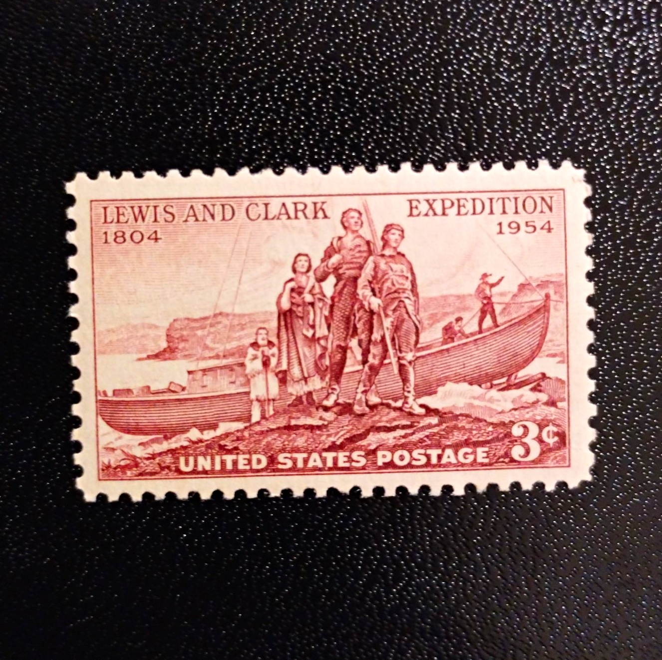 US Lewis and Clark Expedition 3c Postage Stamp, Brown, 1954, MNH Uncancelled