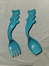 Small Child's Plastic Fork And Spoon With Bears M