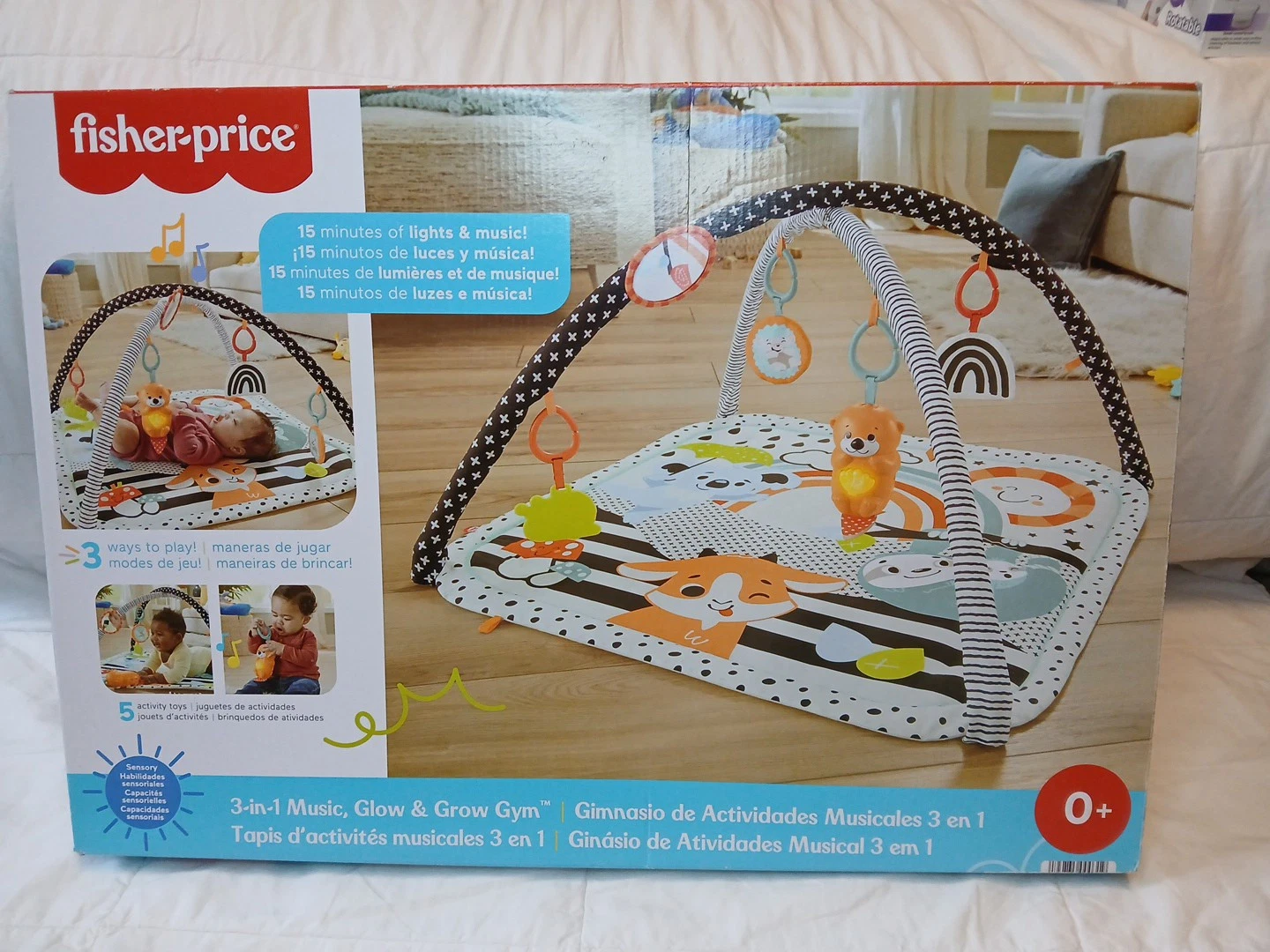 New Fisher-Price 3-in-1 Music Glow & Grow Gym Infant Playmat with Lights & Music