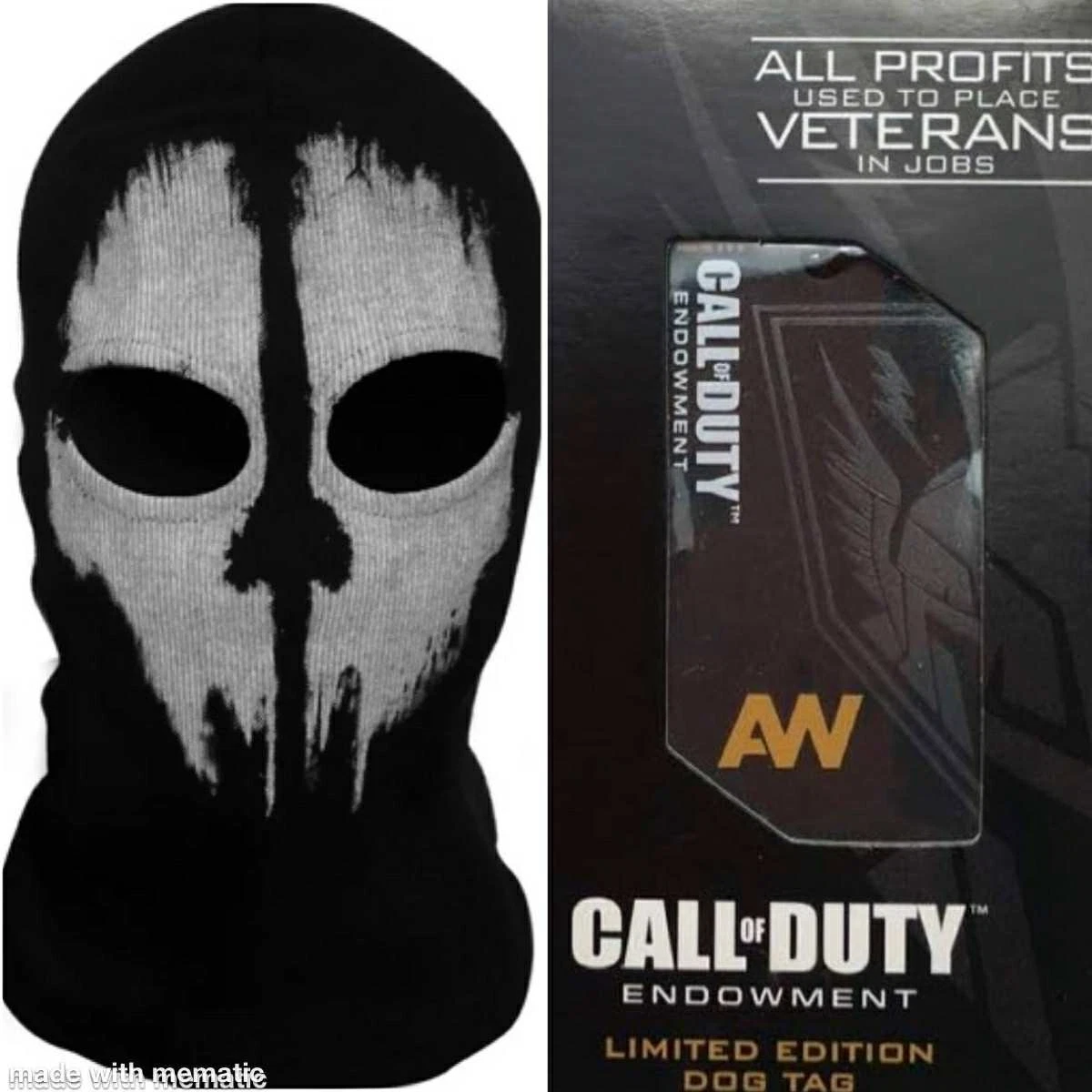 Adult LOGAN GHOST CosPlay FACE MASK Balaclava + ACTIVISION CALL OF DUTY DOG TAG
