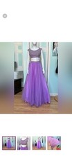 Purple Embellished Women's Prom Choli Bridal Formal Set Crop Top Long Skirt
