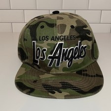 Los Angeles embroidered camouflage adjustable snap back baseball hat.