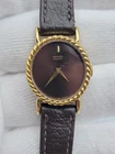 Vintage Seiko Women Watch 20mm Gold Tone Brown Leather Band 6.5"max , Runs*