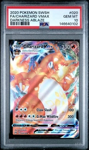 PSA 10 GEM MINT Charizard VMAX Darkness Ablaze Full Art Holo Pokemon 020/189