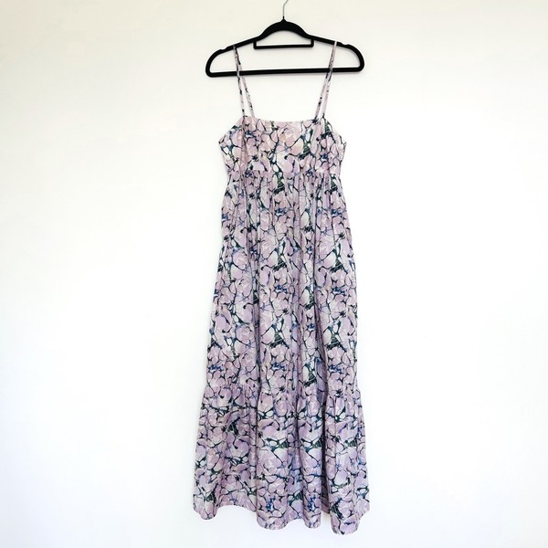 Jag Maxi Sun Dress Size XXS 6 Lilac Floral Cotton Sleeveless Pockets