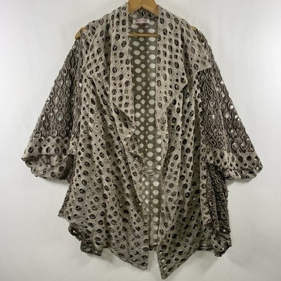Womens Open Cocoon Cardigan Kimono Top Sz Taupe Artsy Lagenlook Boho Gallery USA