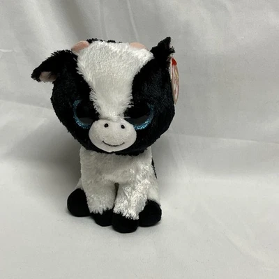 Ty Beanie Boos Butter Cow Beanbag Plush Toy Black White Sparkle w/ Tags 2017 6" - Image 1 of 4
