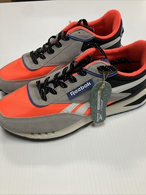 Reebok Forte Racer Sneakers, Suede/Textile Upper, Grey/Orange/Black, US 10