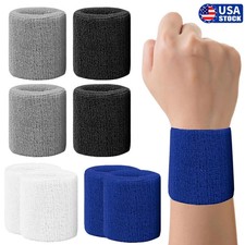 4  Wrist Sweatbands Tennis Wrist Bands Absorbent Sweat Band for Men and Women US