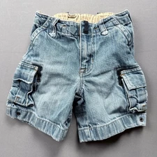 Baby GAP Denim Cargo Shorts Toddler 18-24 Months Pockets Adjustable Waist