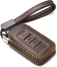 Genuine Leather Smart Key Fob Case Cover Protector Suitable for 2014-2021 Brown