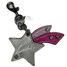 Coach Shooting Star Y2K Metallic Pink Silver Charm Fob Keychain