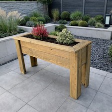 Long Raised Wood Planter Trough Wooden Garden Grow Plant Bed Rectangular box