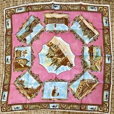 Vtg 100 Silk Venezia Venice Italy Hand Rolled Edge 26  Square Scarf  Souvenir