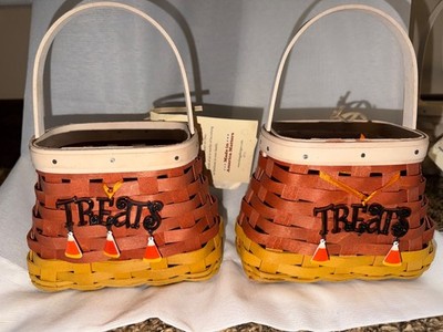 Rare Vintage 2010 Longaberger Candy Corn Baskets-Set of 2
