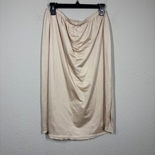 Vanity Fair Size XL A-Line Full Slip Beige Nylon Touch Of Lace Elastic Waist