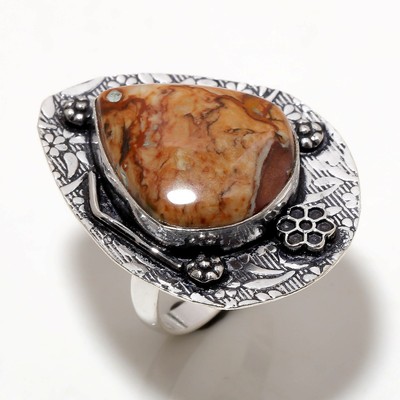 Ocean Jasper Gemstone Handmade Fashion Unique Design Jewelry Ring 7.25'' SR 270