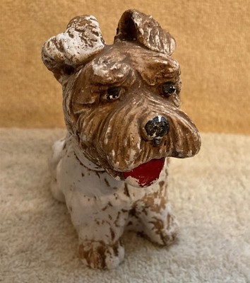 Vintage Carnival Prize Chalkware Scottie Dog Almost 5 In. Tall 5 1/2 In. Long