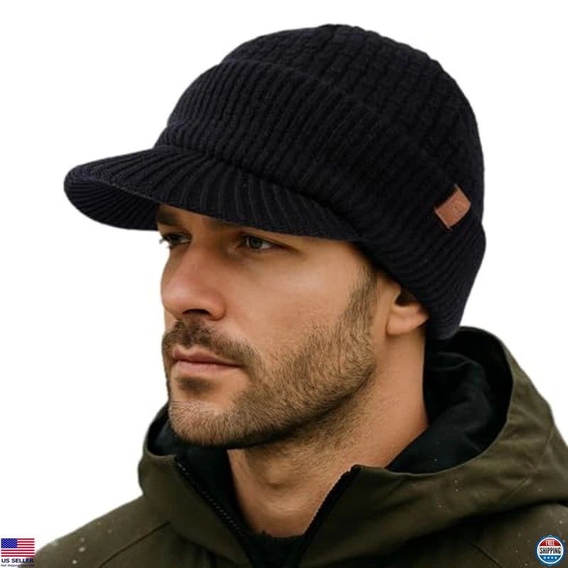 TOP-EX PolarWool™ 100% Merino Wool Winter Beanie for Men - Fleece-Lined Cap