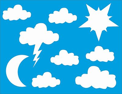 Wolken Blitz Sonne Mond Wandtattoo Kinderzimmer Aufkleber Himmel Fenster AN1508
