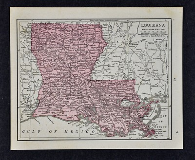 #ad #ad 1917 McNally Map Louisiana New Orleans Baton Rouge Lake Charles Pontchartrain LA $12.79