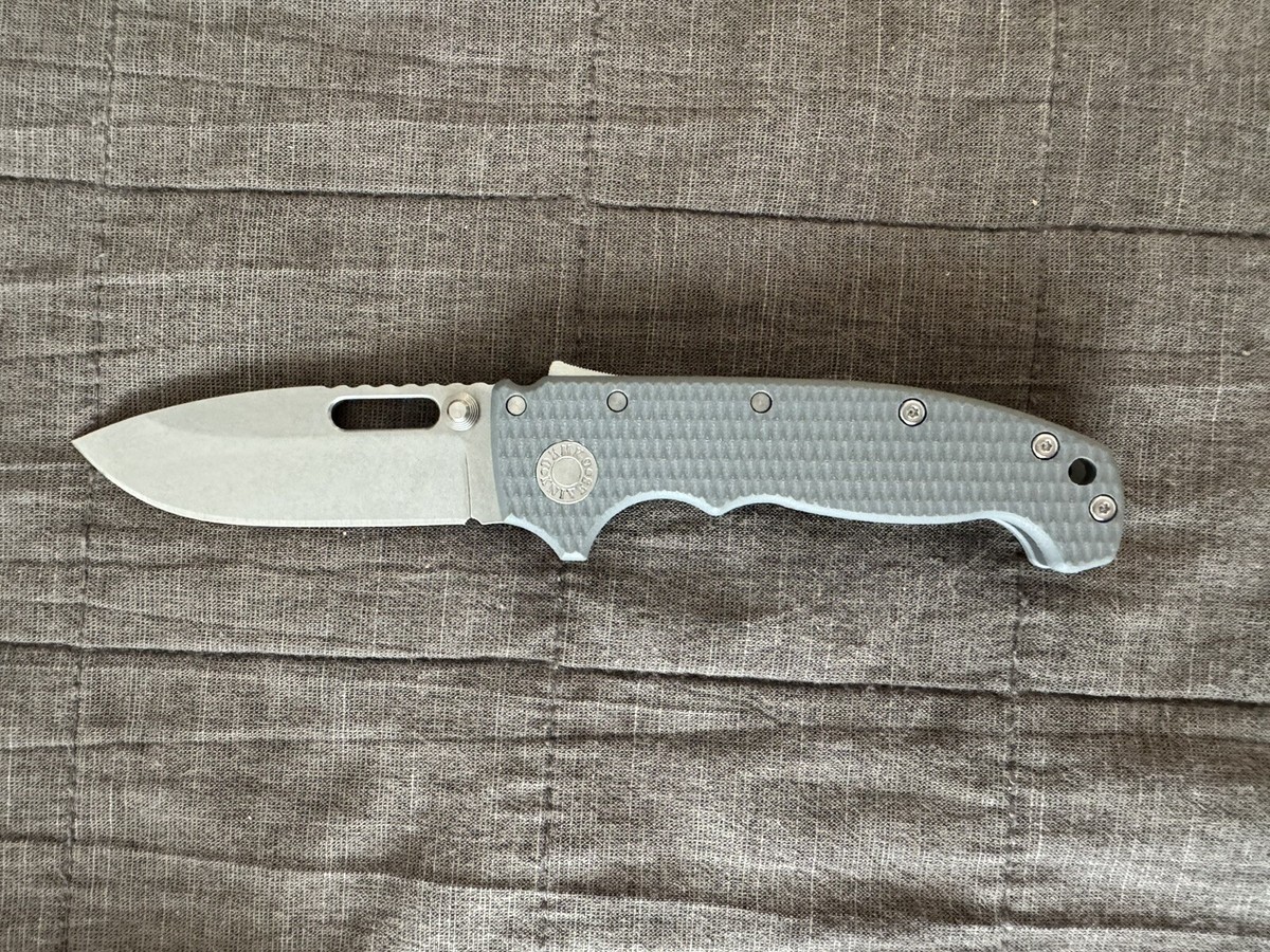 Andrew Demko MG AD20i CPM-20CV Drop Point Thumb Slot Textured Gray