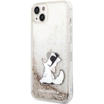 Karl Lagerfeld Choupette Flüssig Glitzer Impact Case Cover für iPhone 14 Plus