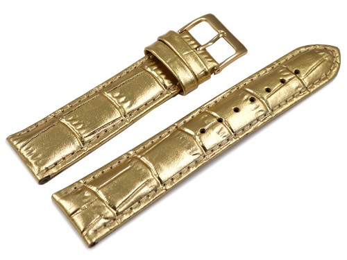 Bracelet De Montre En Cuir De Veau Grainé Croco Argenté - Largeurs 14, 16, 18, 20 Mm - Neuf Avec étiquette