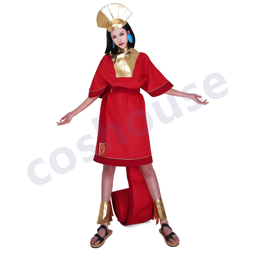 Women's Egypt Kuzco Cosplay Costume Fancy Dress with Hat for Halloween