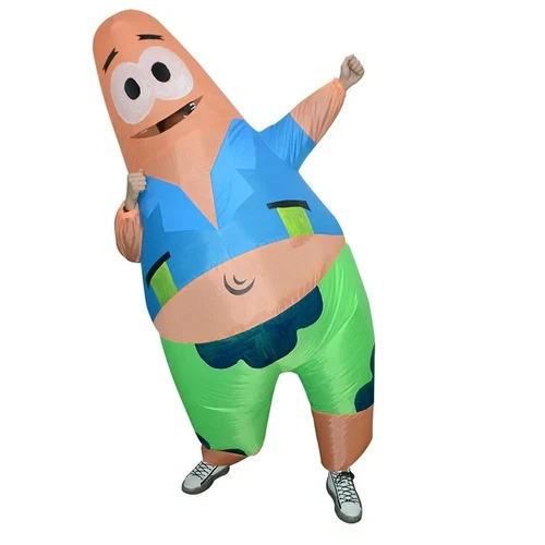 SpongeBob Patrick Star Inflatable Costume Cosplay Funny Blow Up Suit Party Dress - Picture 5 of 12