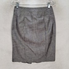 Vtg 90s Gray Pin Stripe Secretary Retro Slim Pencil Dressy Womens Skirt Size 5