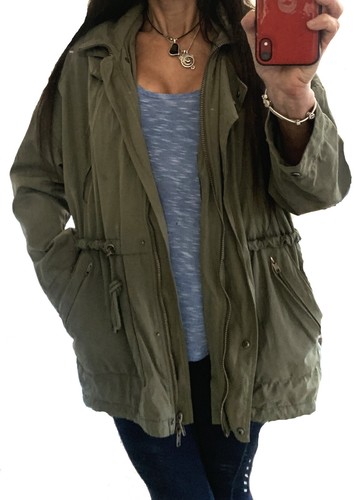 JAG womans ARMY JACKET 8 10 12 olive casual coat detatchable hood Oversize fit - Picture 4 of 13