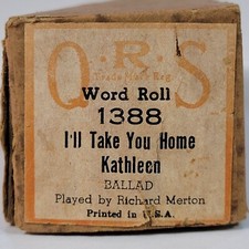 Q.R.S I'll Take You Home Kathleen 1388 - Merton - Vintage Player Piano Word Roll
