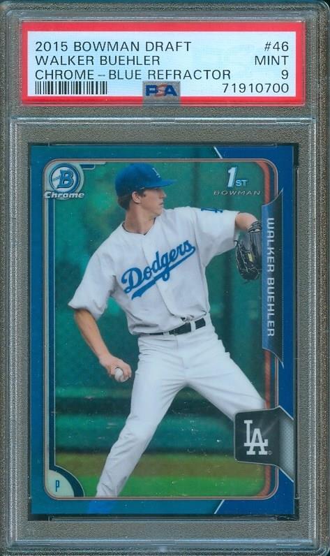 2015 Bowman Chrome Draft WALKER BUEHLER Blue Refractor #116/150 Dodgers PSA 9