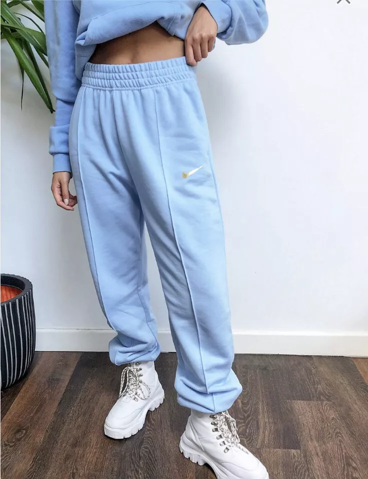 Woman's Nike Baby Blue Mini Swoosh Oversized Joggers Bottoms Size Small S  BNWT