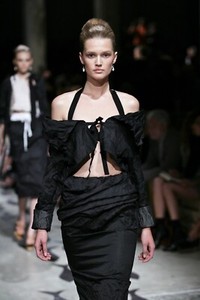 Prada Spring 2009 Black Crinkled Loose Shoulder Crop Bow Evening