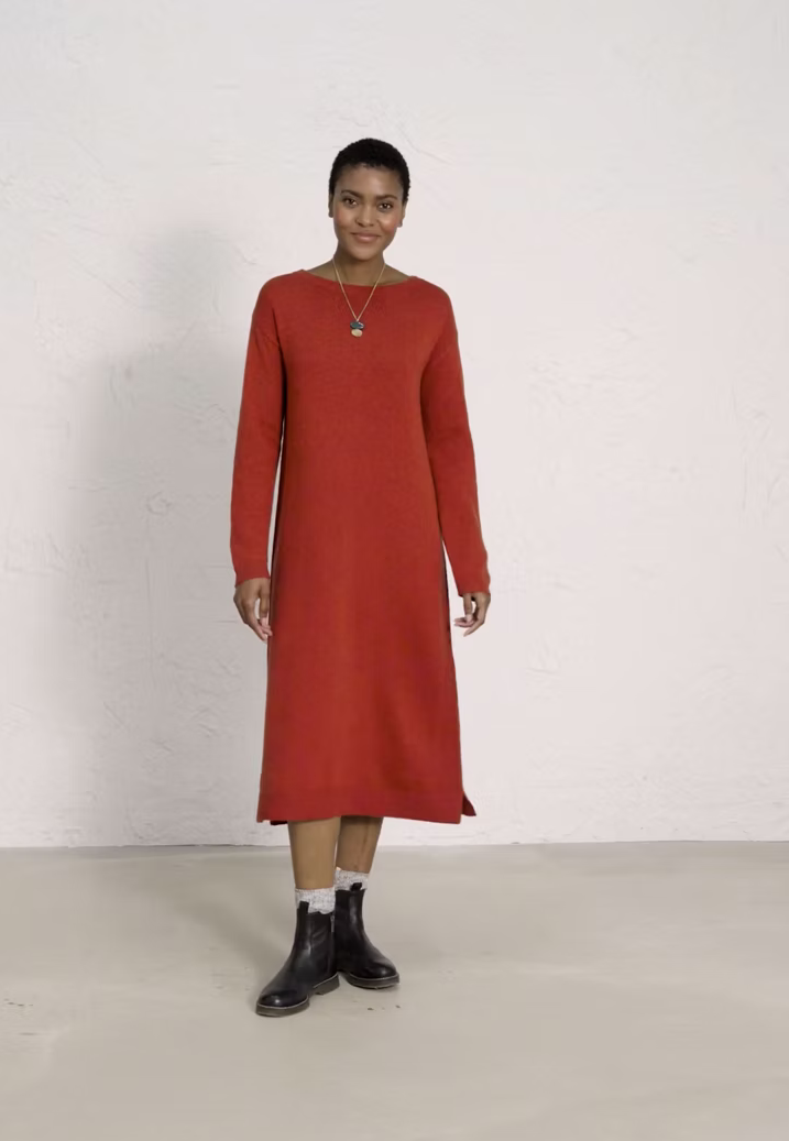 Seasalt Women's Dress orange Woodland Garden Knitted Dress Regular