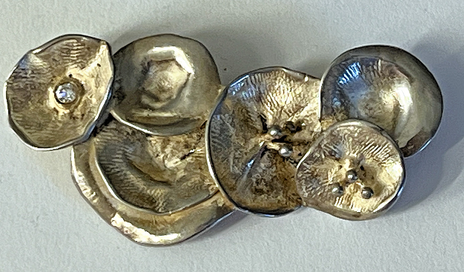 SOLID CAST MODERNIST 925 STERLING SILVER LILY PAD… - image 4