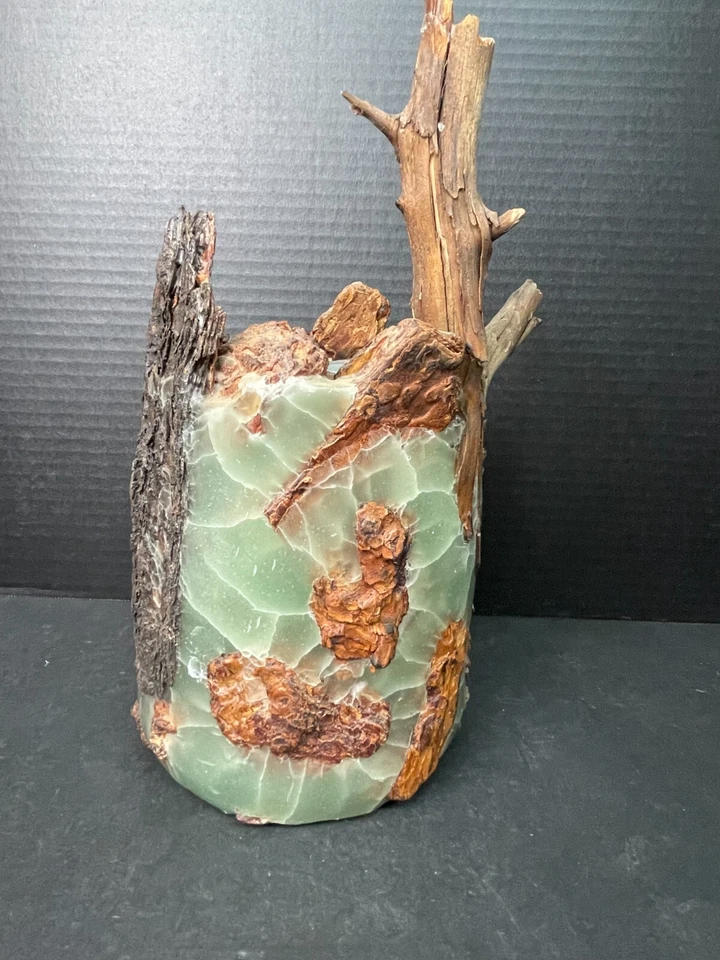 Handmade Nature-Inspired Translucent Green Material Tree Trunk Candle - Image 4 of 4