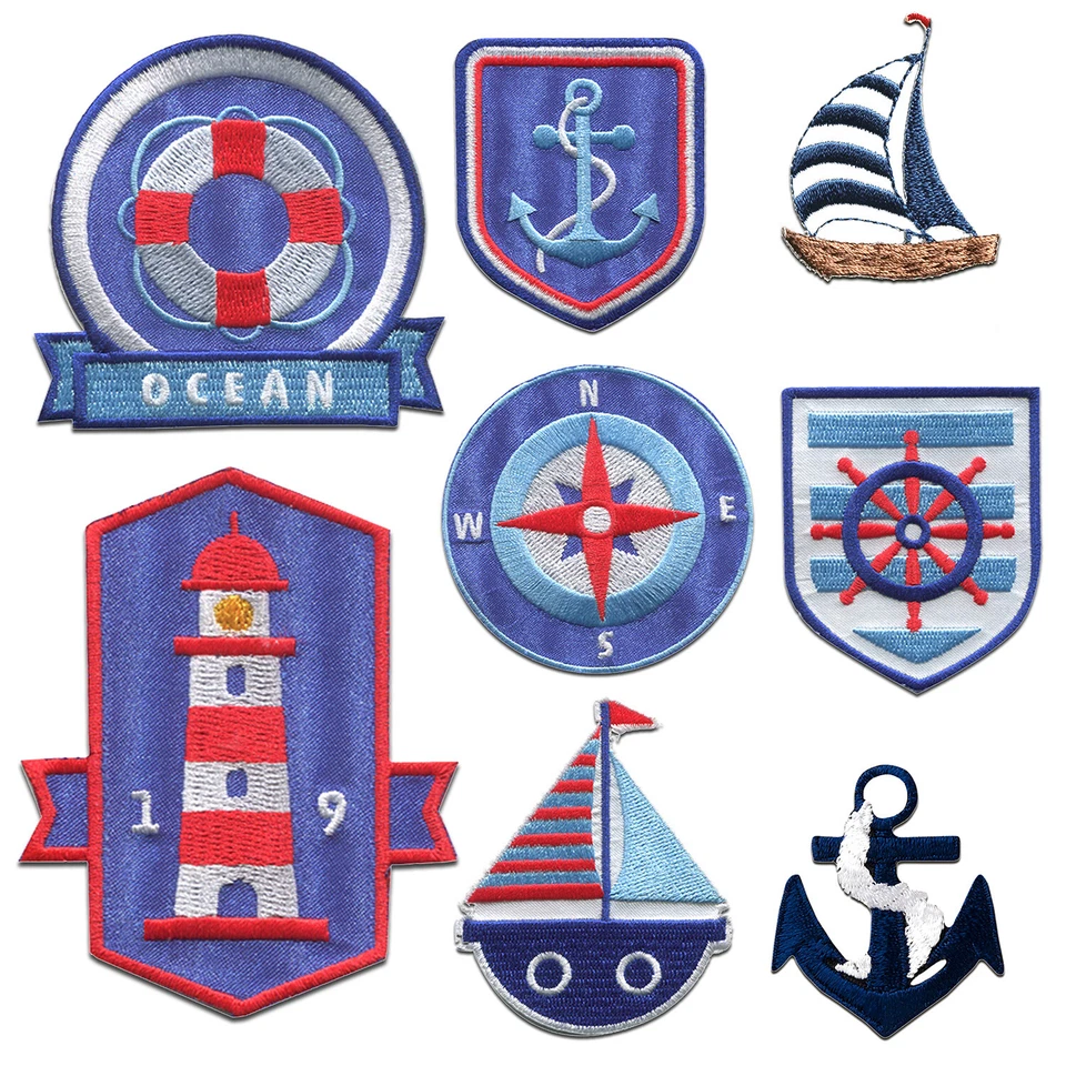 CATCH THE PATCH Aufnäher Bügelbild Küste See Schiff Patch Applikation Flicken Aufbügler